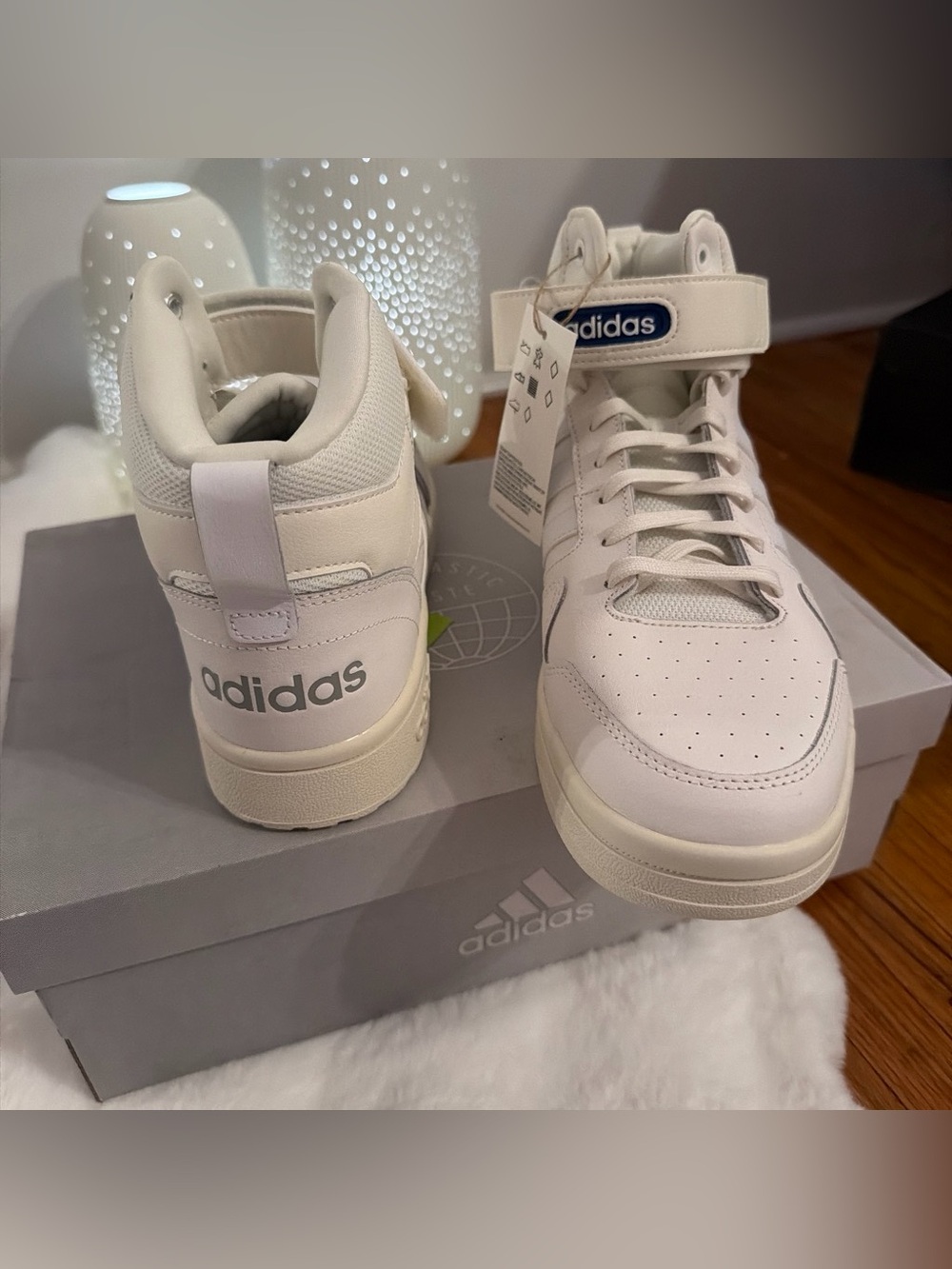 adidas mens High-Top Sneakers in White and Cream